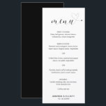 Menu Casamento Simples, Preto e Branco de Coração Bonit<br><div class="desc">Menu moderno de casamento,  com uma design simples e minimalista em preto e branco com a palavra "menu" em uma tipografia elegante e um coração bonito no final.</div>