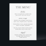 Menu Casamento Simples Preto e Branco Moderno<br><div class="desc">Menu moderno de casamento com um design simples mas elegante.</div>