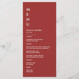 Menu Casamento Simples Vermelho Escuro