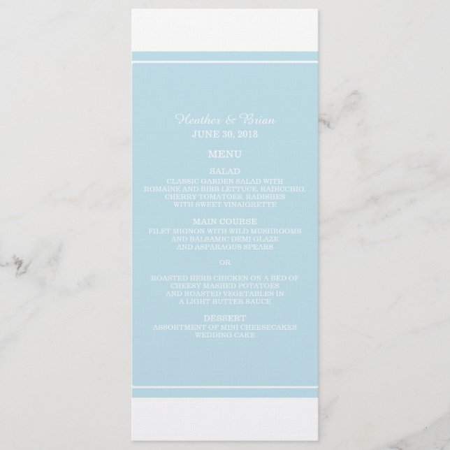 Menu Casamento Simplesmente Elegante Azul (Frente)