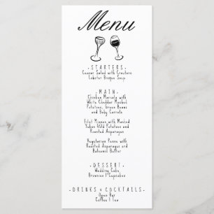 Menu Casamento Simulado De Desenho Simples E Escrito À