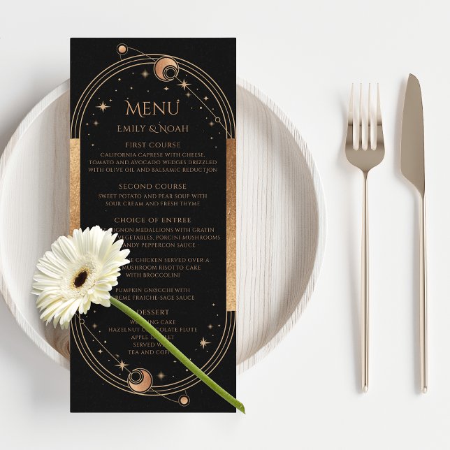 Menu Casamento Sol Lua Estrelas Ouro Preto (Criador carregado)