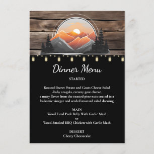 Menu Casamento Solar da Floresta Rustic Mountain Valley
