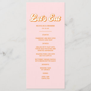 Menu Casamento Solar Retro Rosa e Orange Summer