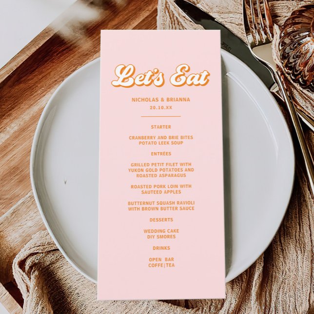 Menu Casamento Solar Retro Rosa e Orange Summer (Criador carregado)