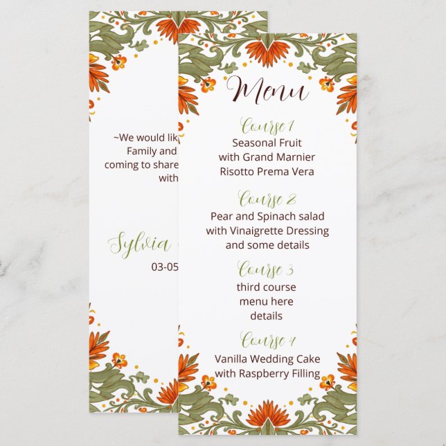 Menu Casamento Talavera Verde Fiesta Mexicana (Frente/Verso)