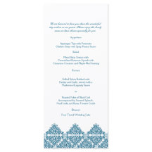 Menu Casamento tema damasco Azul do Marrocos