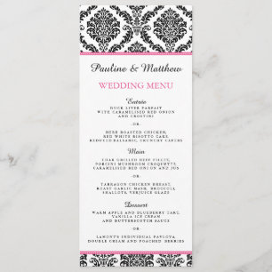 Menu Casamento tema damasco Branco e Preto-Chic
