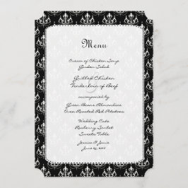 Menu Casamento tema damasco do Chandelier Preto
