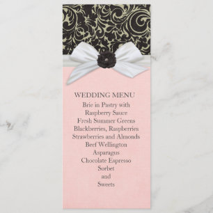 Menu Casamento tema damasco Floral de Fita Preta