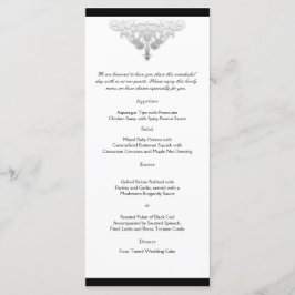 Menu Casamento tema damasco preto branco e prata