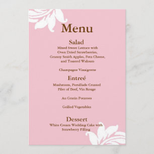 Menu Casamento tema damasco Rosa