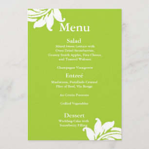 Menu Casamento tema damasco Verde