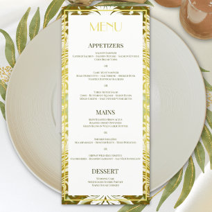 Menu Casamento tema damasco Verde Dourado Retroativo