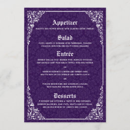 Menu Casamento tema damasco Vitoriano Gótico Roxo