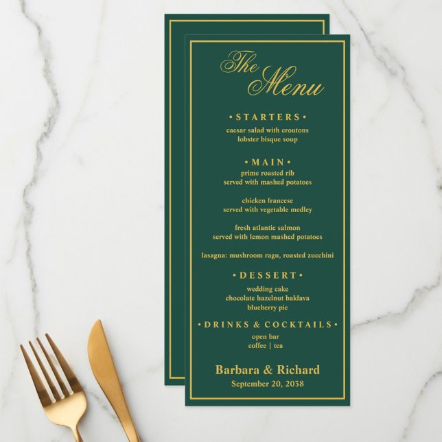 Menu Casamento Tema de Golfe com Monograma Personalizad (Criador carregado)