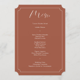 Menu Casamento Terracotta com Script de Caligrafia Mode