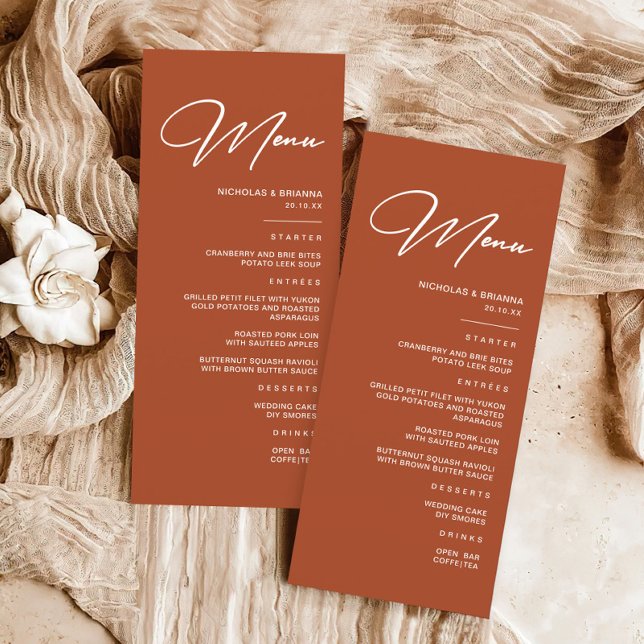 Menu Casamento Terracotta de Queda Simples (Criador carregado)