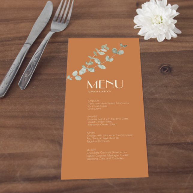 Menu Casamento Terracotta Eucalyptus Deco (Criador carregado)