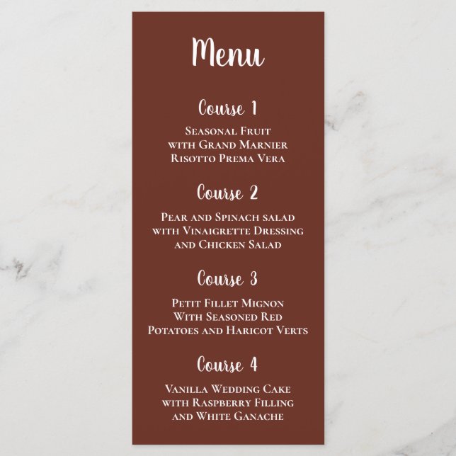 Menu Casamento Terreno Vermelho Terracotta Rustic Burnt (Frente)