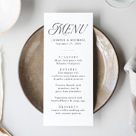 Menu Casamento Tipografia Preta Moderna e Elegante