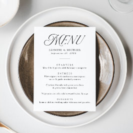 Menu Casamento Tipografia Preta Moderna e Elegante