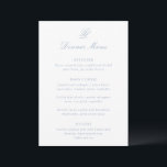 Menu Casamento Tradicional Azul Empoeirado Elegante<br><div class="desc">Cardápios de casamento de estilo clássico com um design simples e atemporal,  apresentando letra elegante e fontes serif tradicionais.</div>