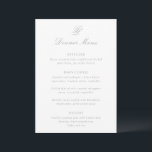 Menu Casamento Tradicional Cinza Elegante<br><div class="desc">Cardápios de casamento de estilo clássico com um design simples e atemporal com letra elegante e fontes serifadas tradicionais.</div>