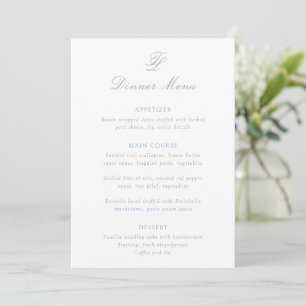 Menu Casamento Tradicional de Azul Elegante