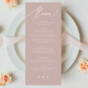 Menu Casamento tradicional de caligrafia rosa-rosa