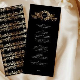Menu casamento tradicional por monograma de coroa negra