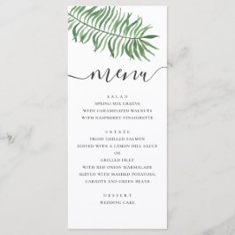 Menu Casamento tropical à beira-mar em aquarela. Palmei