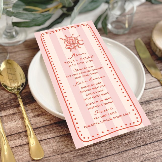 Menu Casamento Tropical com Listra Rosa de Concha (Criador carregado)