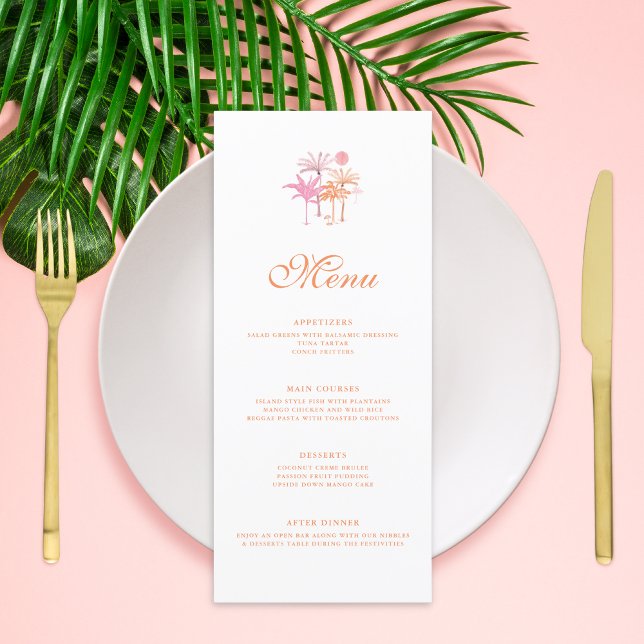 Menu Casamento Tropical de Palmeira Elegante Vintage (Criador carregado)