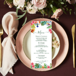 Menu Casamento Tropical Floral Hibiscus Hawaiian