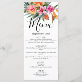 Menu Casamento Tropical Tropical Rosa e Laranja Colorid
