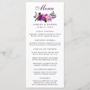 Menu Casamento Ultra Violeta De Roxo Floral