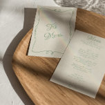Menu Casamento Único Moderno Imporal Imporâneo Retroati<br><div class="desc">Um único menu de janto de casamento verde e manuscrito. Que apresenta o design modelo chic de boho vintage beige leitky background e o layout de texto escrito da mão verde-menta. Perfeito e compatível com toda a suíte.</div>