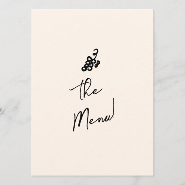 Menu Casamento Único Simples De Esquema Escrito À Mão (Verso)