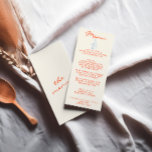 Menu Casamento Único Simples Pintado Pintado por Desenh<br><div class="desc">Um retro fedorento moderno e vívido menu de janto de casamento vermelho. Que apresenta o design de modelo chic do fundo bege leitoso boho vintage e a tipografia laranja e o menu escrito à mão em laranja. E vidro de champanhe desenhado à mão e garrafa em cor azul-céu. . Perfeito...</div>