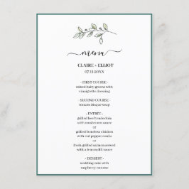 Menu Casamento Verde Botânico Moderno Elegante