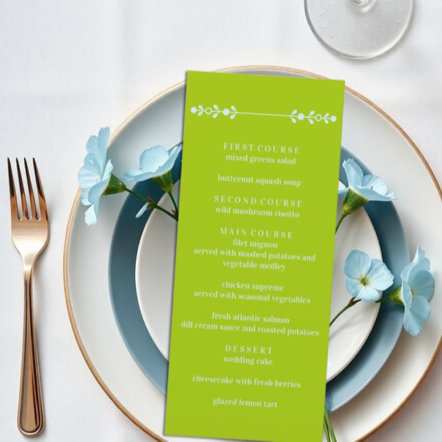 Menu Casamento Verde Cítrico e Azul Costeiro (Criador carregado)