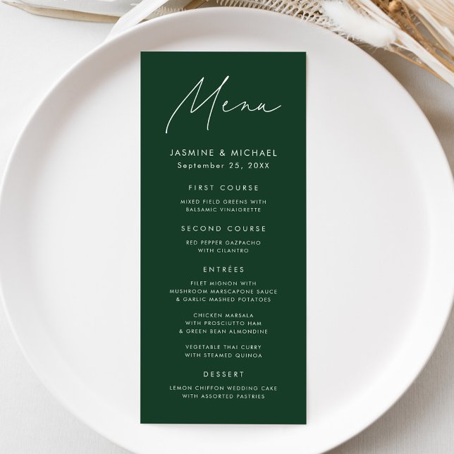 Menu Casamento Verde com Roteiro Moderno (Criador carregado)