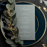 Menu Casamento Verde de Cinzas de Caligrafia Elegante P<br><div class="desc">Este menu faz parte da Coleção de Gravações Negras</div>
