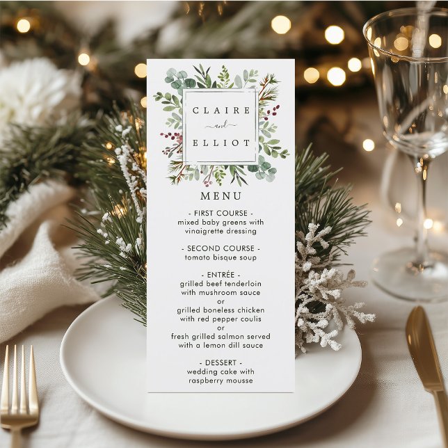 Menu Casamento Verde de Natal de Greenery Botânico (Criador carregado)