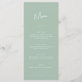 Menu Casamento Verde de Sage Mínimo Moderno