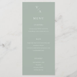 Menu Casamento Verde do Elegante Moderno Monograma