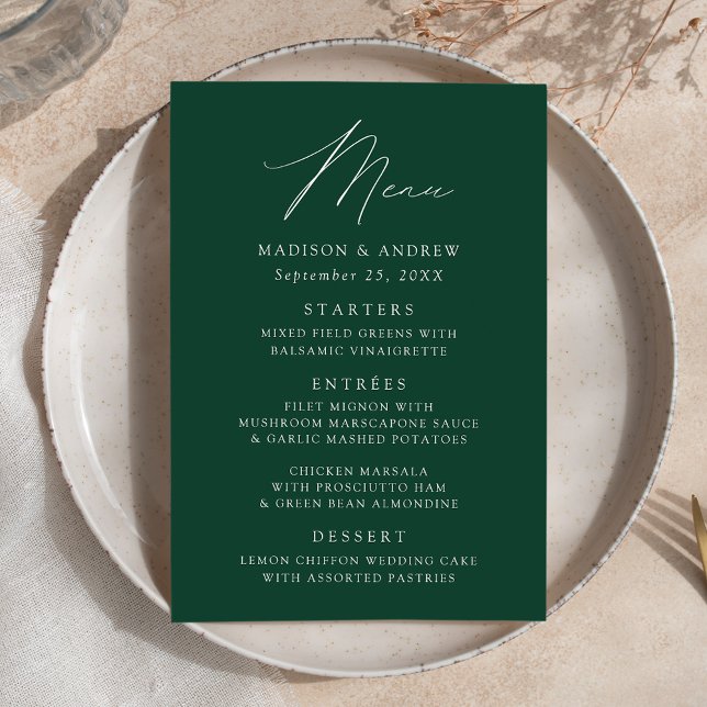 Menu Casamento Verde Elegante Moderno (Criador carregado)