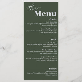 Menu Casamento Verde Escuro de Flair Moderno e Elegânci