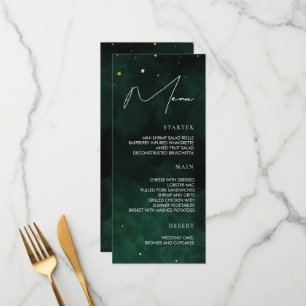 Menu Casamento Verde Escuro Dourado